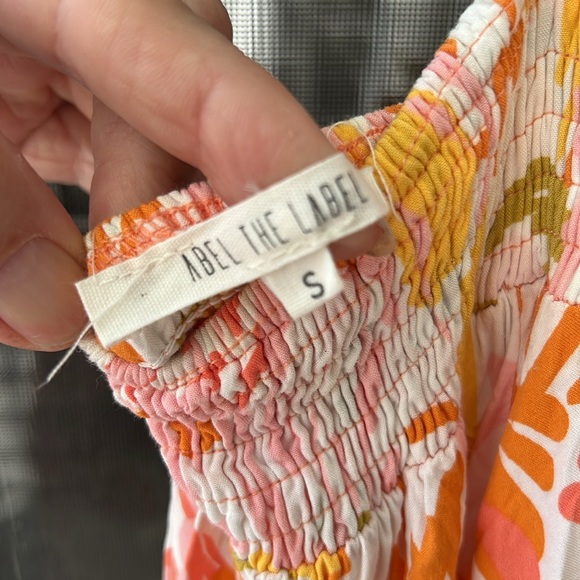 Abel The Label Anthropologie Small Back Tie Summer Dress Orange Pink Yellow. - Picture 7 of 7